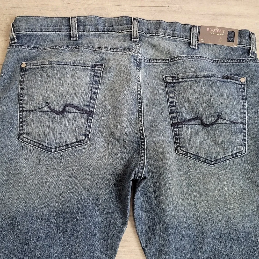 👖NWT 7 For All Mankind Jeans Men 40x30 Medium Wash w/Fade Bootcut Western Rodeo